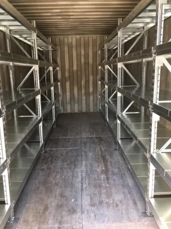Cold room racking in freezer.